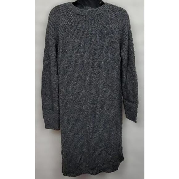 Madewell Pullover Rib Knit Wool Blend Dress Size Large in Flecked Charcoal NWT - Picture 2 of 6